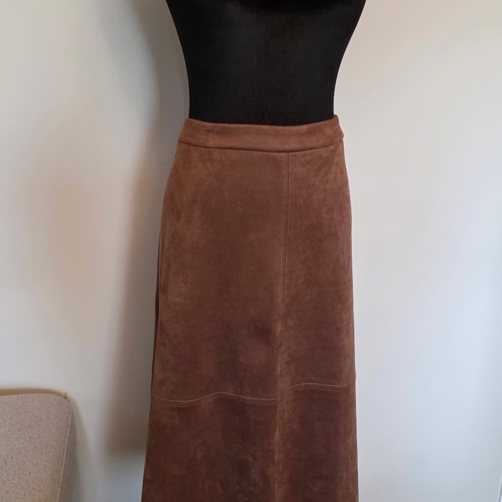 Brown A-Line Midi Skirt for Work